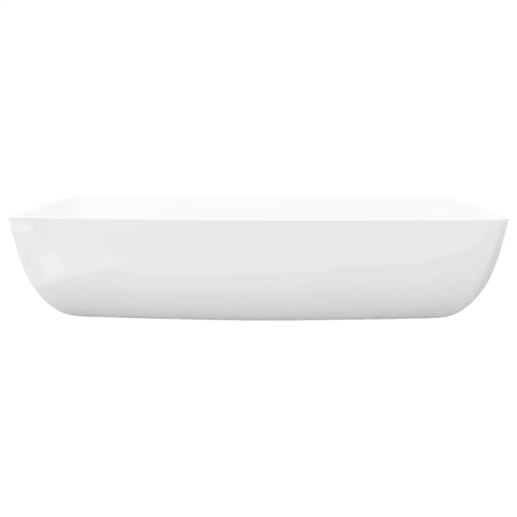 Lavello-Lavandino-Lavabo Bianco in Ceramica di Lusso Rettangolare 71 x 39 cm