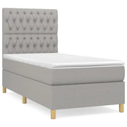 Letto singolo | Letto per adulti | Giroletto a Molle con Materasso Grigio Chiaro 90x190 cm Tessuto