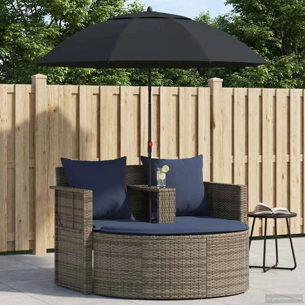 Divano da giardino 8 pz polyrattan Grigio e Blu Navy 42025903