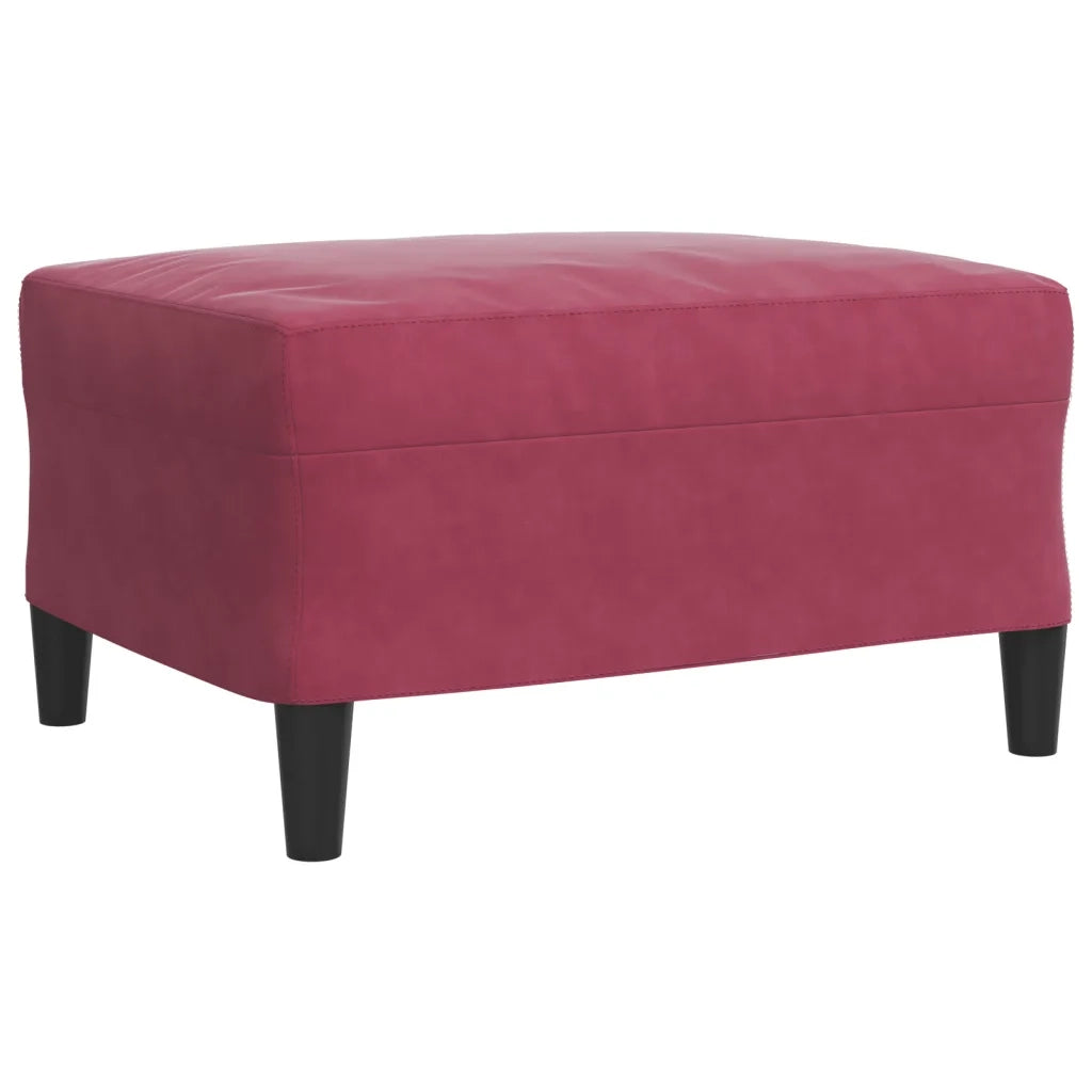 Set di Divani 3 pz con Cuscini e Rinforzi Rosso Vino in Velluto