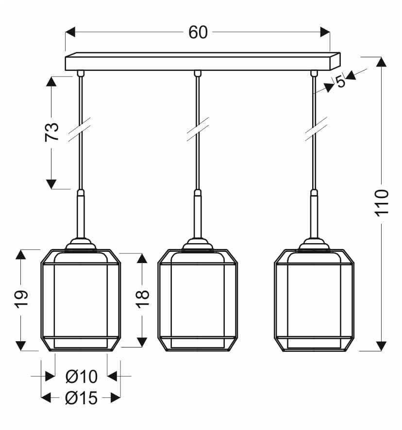 Lampadario Candellux Jonera nero fumé 3xE27 dimmer