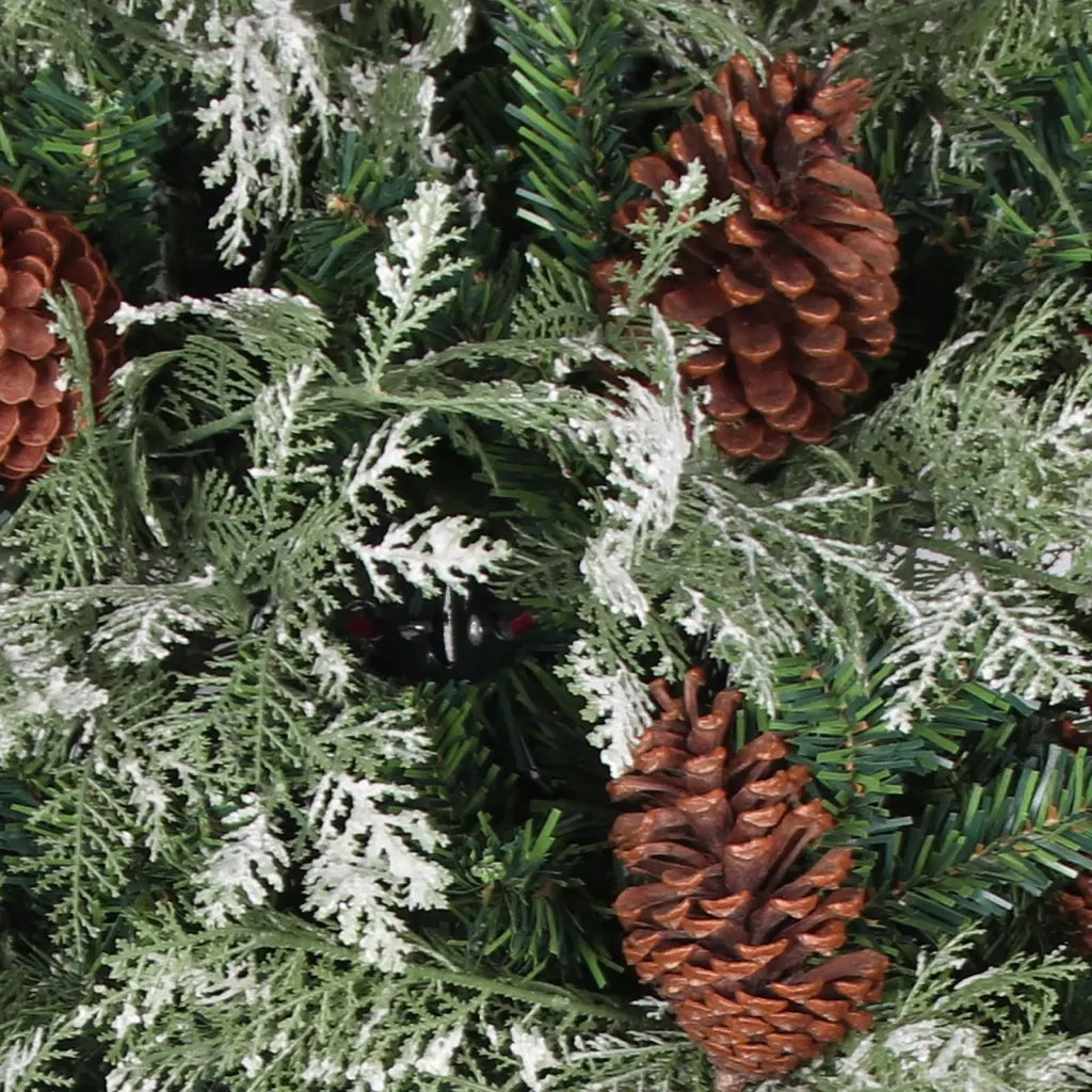 Albero di Natale con Luci e Pigne Verde e Bianco 195cm PVC e PE 3094565