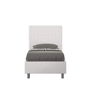 Letto singolo con rete imbottito 90x210 similpelle bianco Sunny