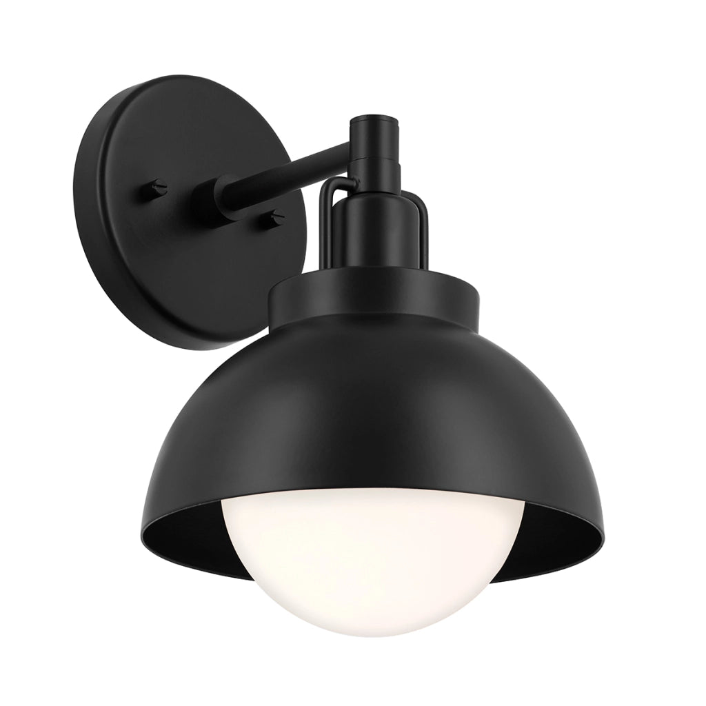 Lampada loft nera cupola vetro opale E27 NIVA Kichler