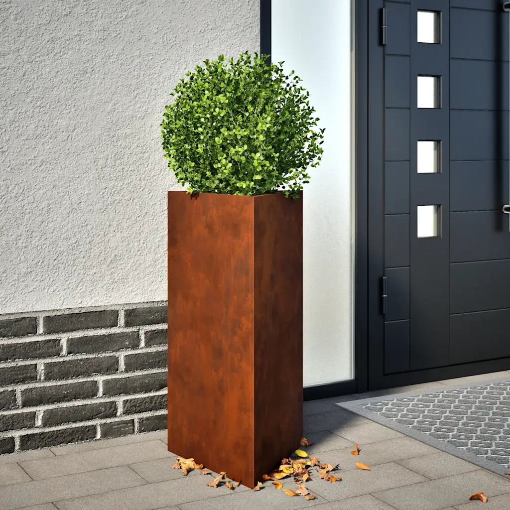 Fioriere da Giardino 2 pz Triangolari 40x40x75cm Acciaio Corten