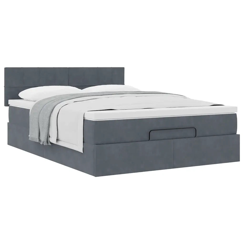 Struttura Letto Pouf con Materasso 140x200 cm in Velluto 3311778