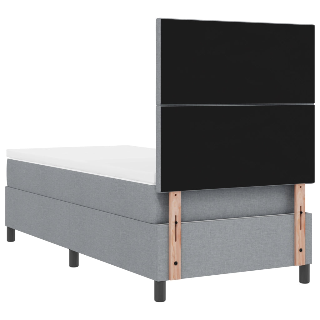 Letto Box Spring e Materasso Grigio Chiaro 100x200 cm Tessuto
