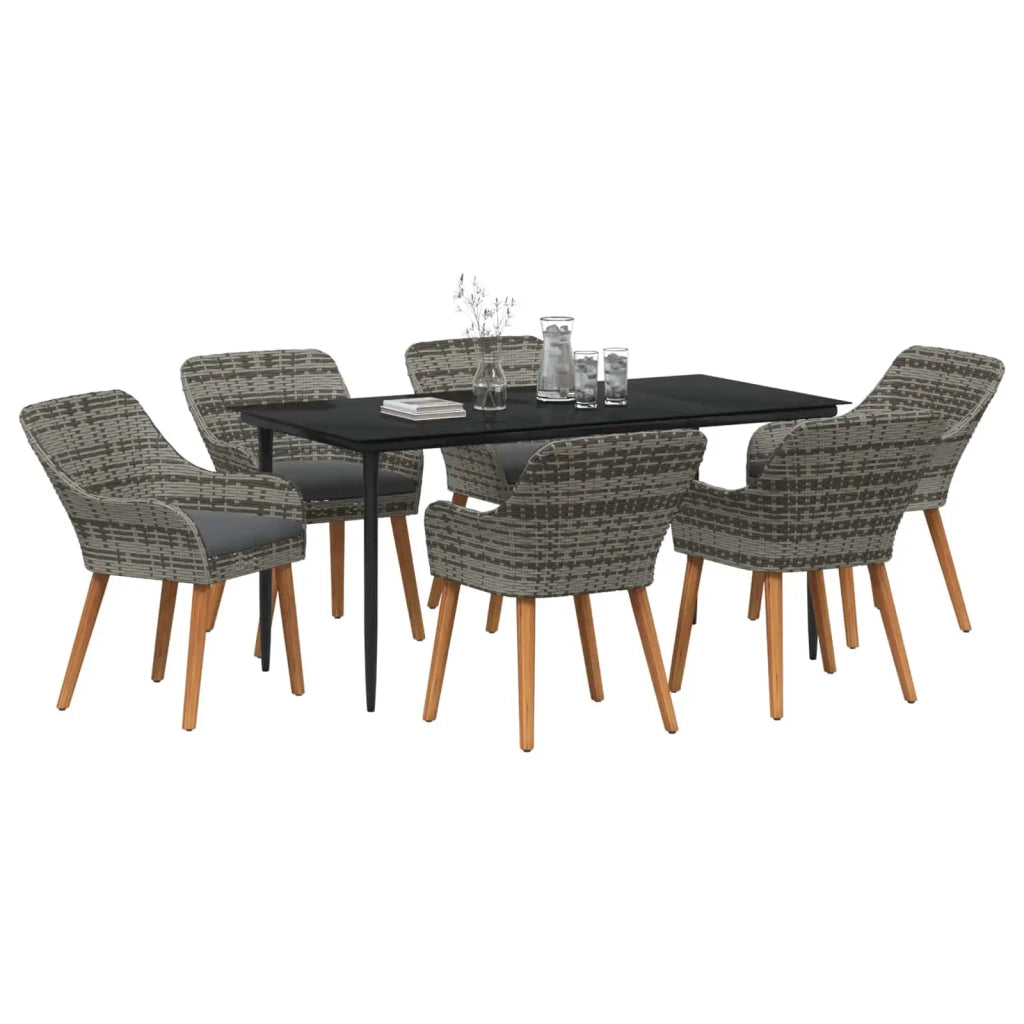 Set da Pranzo per Giardino con cuscino 7 pcs Grigio polyrattan 3261681