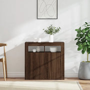 Credenza con Luci LED-Buffet-Armadio da cucina Rovere Marrone 80x35x75 cm