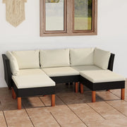 Set Divani da Giardino 5 pz con Cuscini in Polyrattan Nero cod mxl 36242