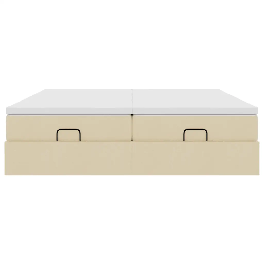 Struttura Letto Pouf con Materassi Crema 200x200 cm in Tessuto