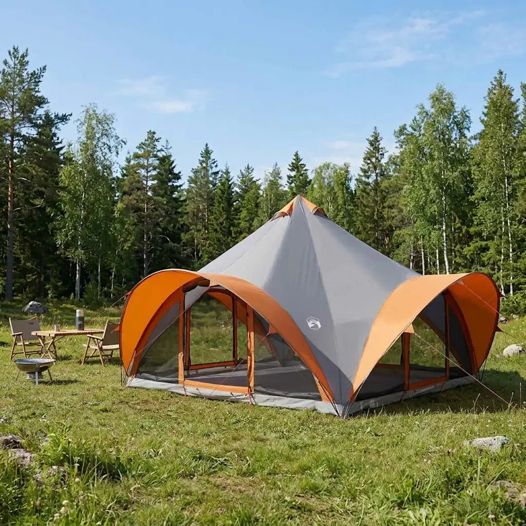 Tenda Tipi Grigio e arancione 18 Persone Poliestere e Acciaio 42028621