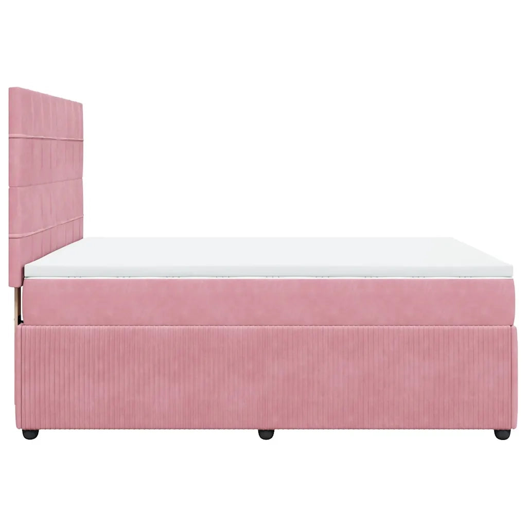 Giroletto a Molle con Materasso Rosa 160x200 cm in Velluto 3294687