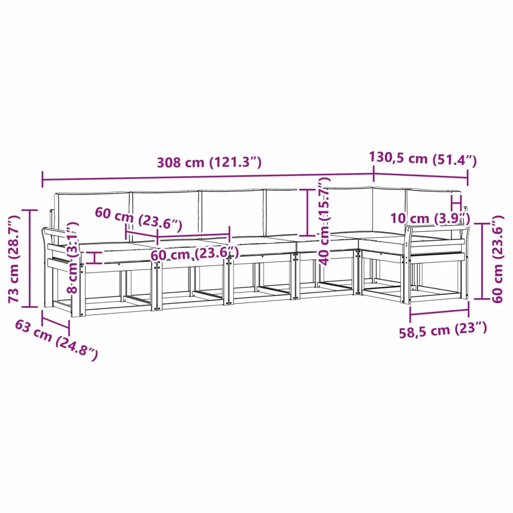 Set di divani da esterno 6 pz Bianco e Beige Poliestere 3387702