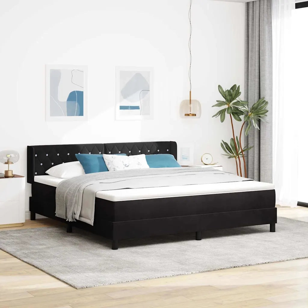 Letto a molle con testiera Nero 200 x 180 cm Velluto 3341428