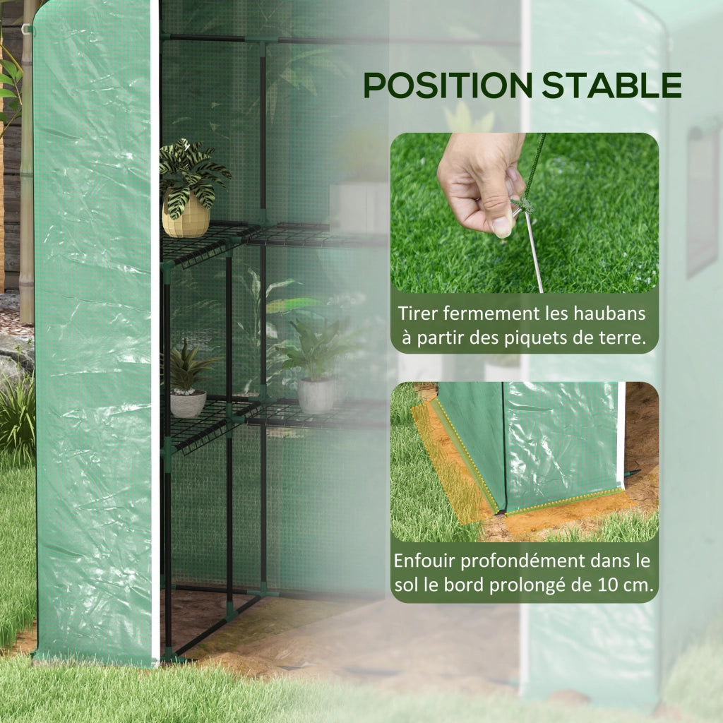 Serra da giardino con porta, finestre e scaffali ¨C zephmum ¨C 140x73x190 cm