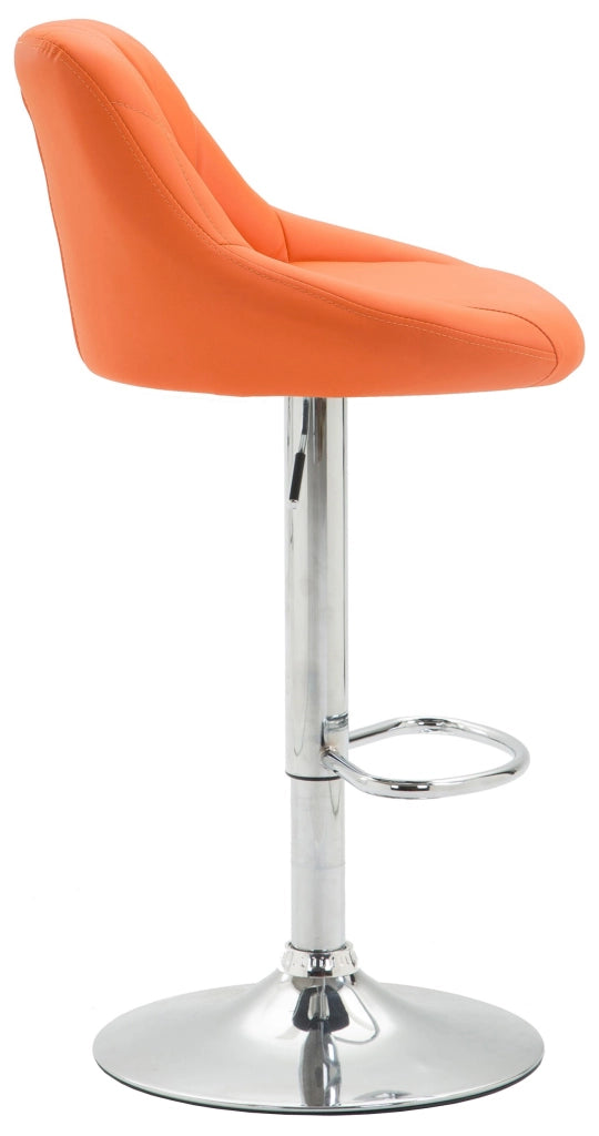 Sgabello Lazio in similpelle arancione,cromo