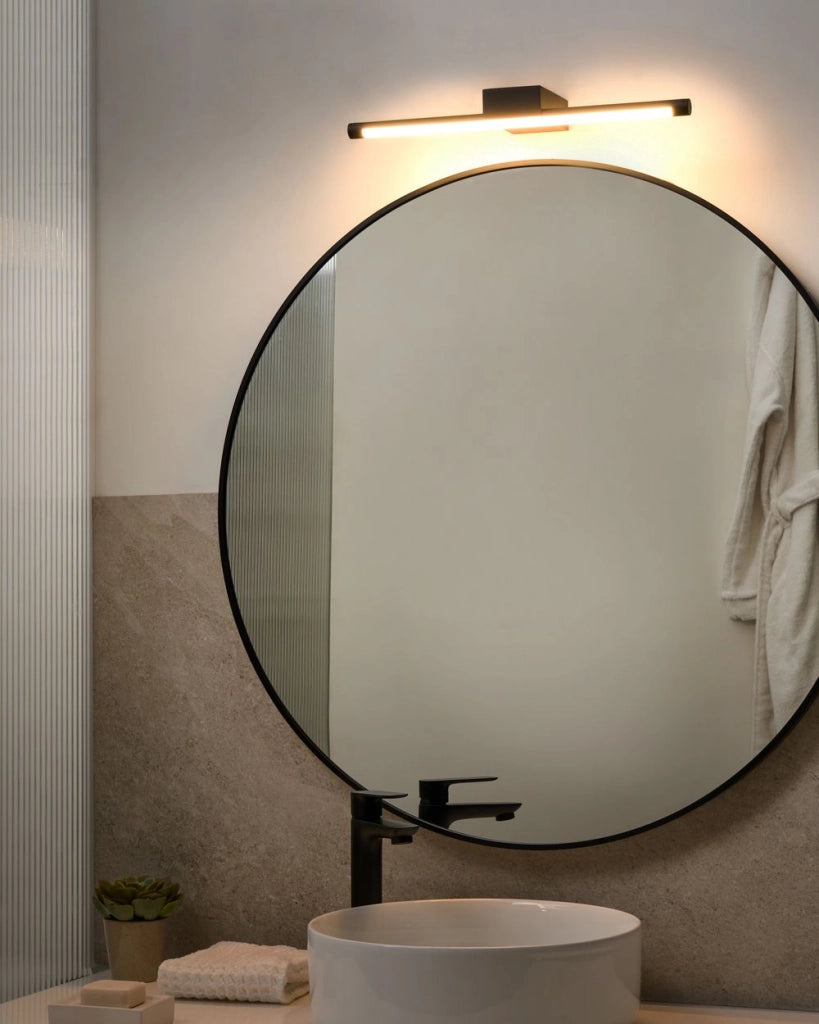 Lampada da parete a LED per specchio in metallo nero, bagno in acrilico, design moderno