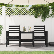 Panca da Giardino con Tavolino 2 Posti Nera Legno Massello Pino 825160