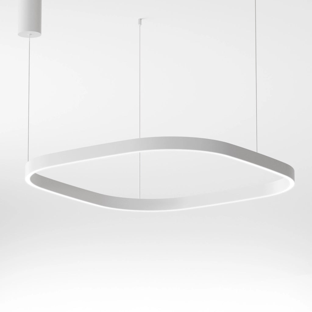 Lampada a Sospensione CRISEIDE S/1G Q Quadrata LED 80W 5300lm 3000K dimmerabile alluminio Bianco satinato - Gealuce