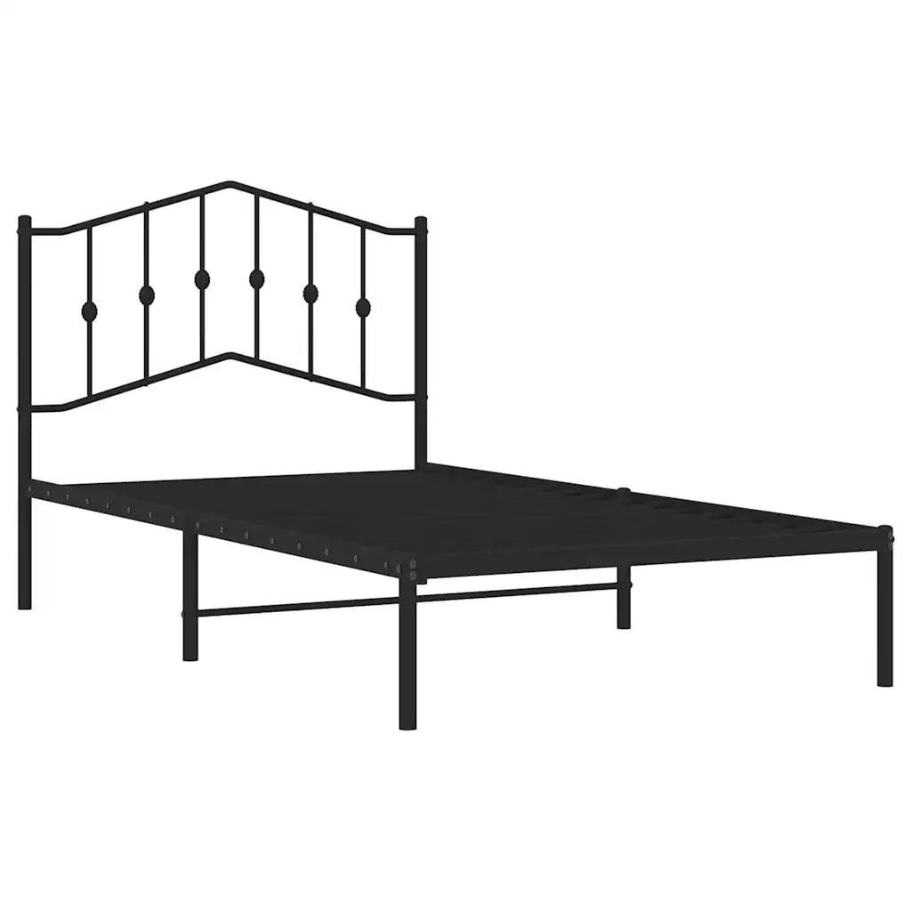 Giroletto con Testiera in Metallo Nero 100x190 cm 373783