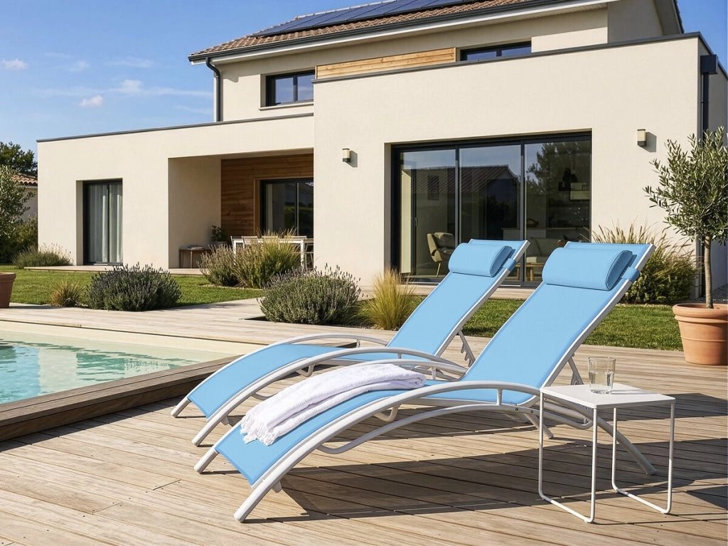 2 lettini in alluminio Beauty - PHOENIX - Blu - seti di 2