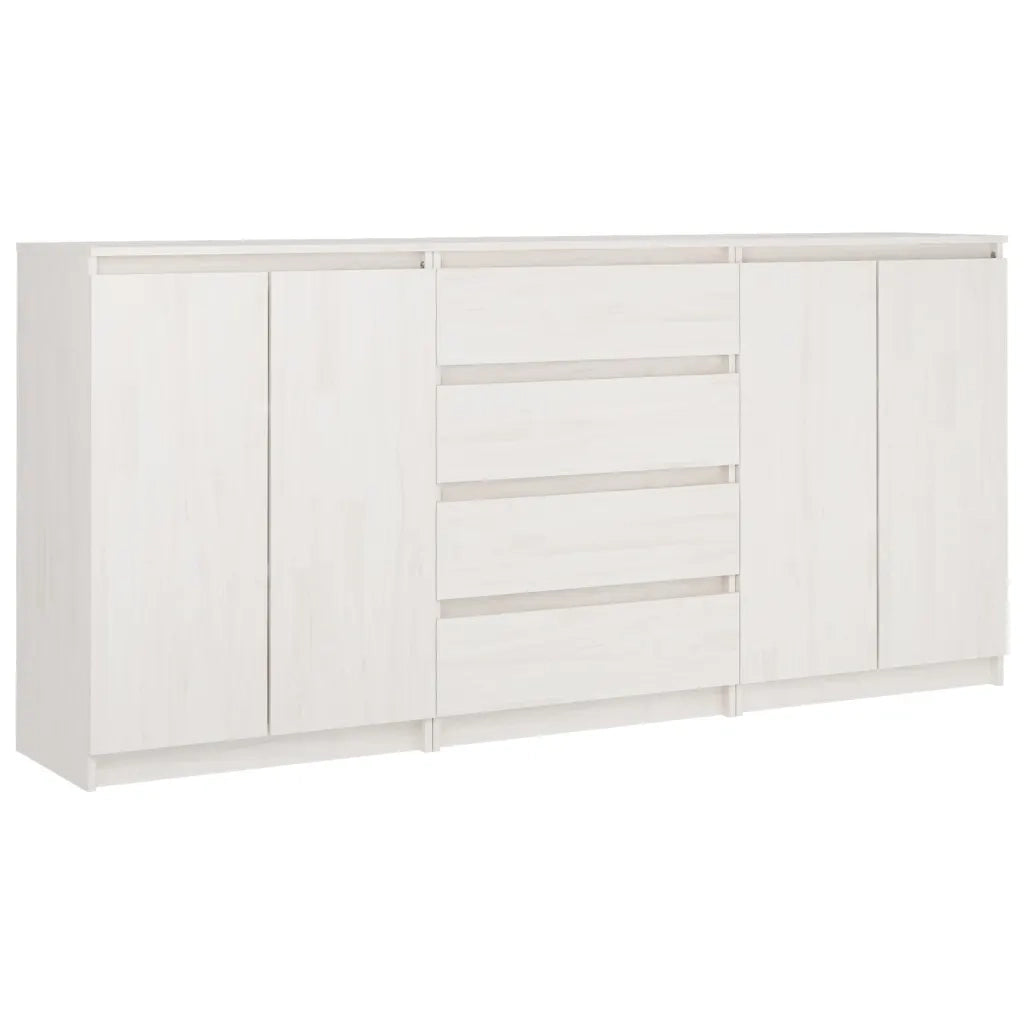 Credenze 3 pz | Madia | Buffet da pranzo | Armadio da pranzo in Legno Massello di Pino Bianco