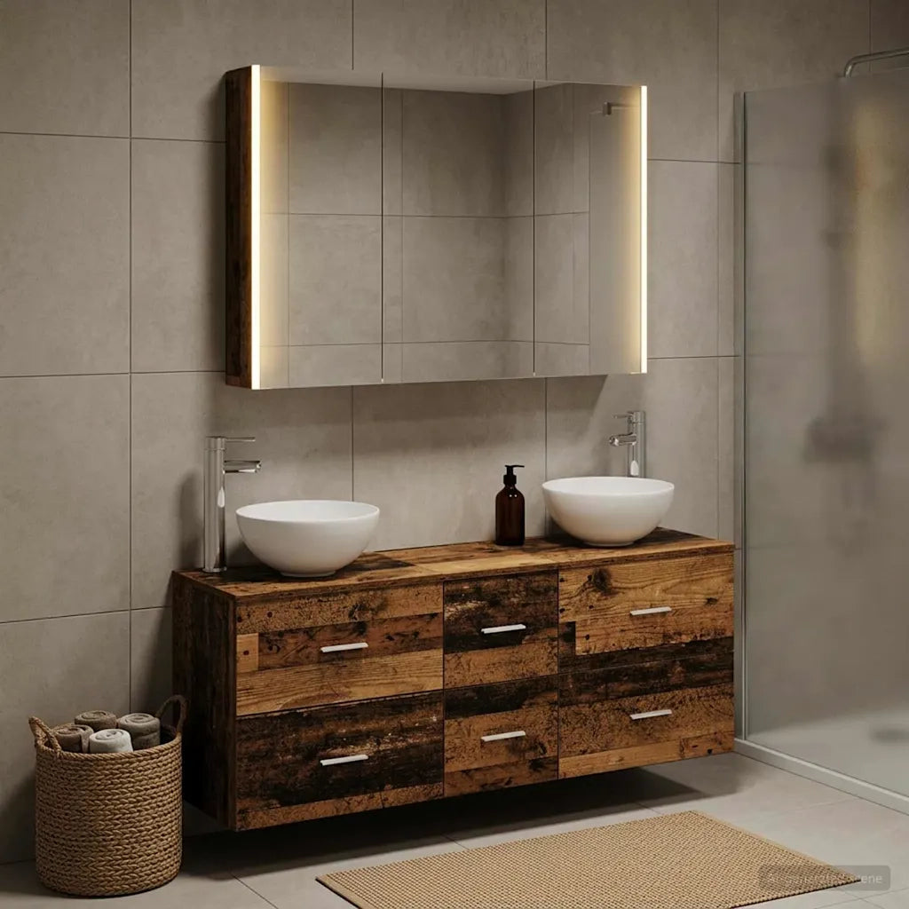 Set di mobili per il bagno 4 pcs Legno antico 3406709