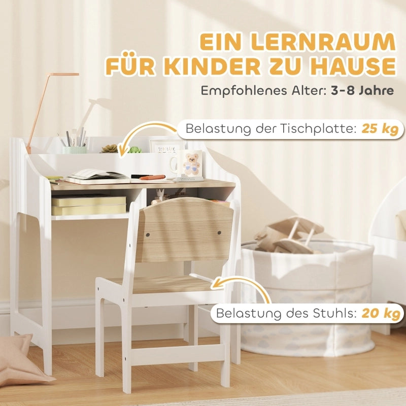 SCRIVANIA per bambini con sedia, 60x48x68 cm, legno, colore naturale