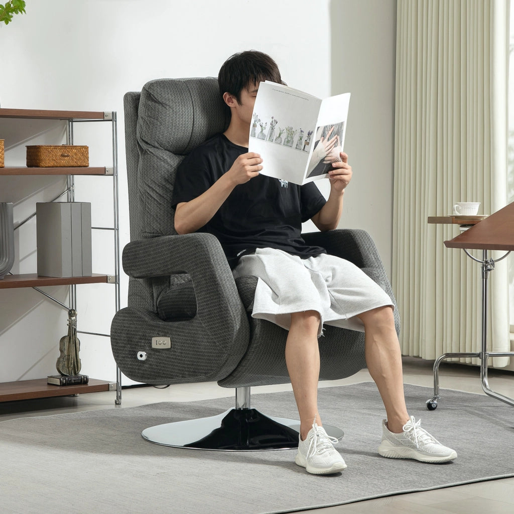 Poltrona reclinabile elettrica con USB e poggiapiedi ¨C zephmum ¨C Tessuto velluto grigio