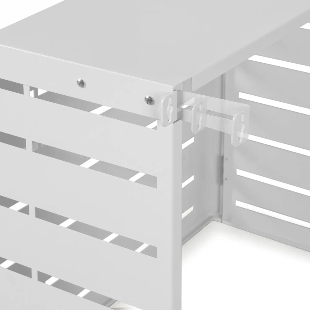 IDMarket - Copertura per climatizzatore 95 x 50 x 80 cm in metallo bianco, protezione per l'unità esterna della pompa di calore