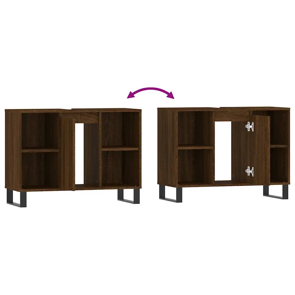 Mobile bagno moderno con vani contenitori flessibili 80 x 33 x 60 cm legno composito rovere marrone 02_0049070