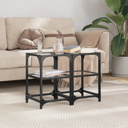vidaXL Tavolini con Piano in Vetro Trasparente 2 pz 30x30x45cm Acciaio