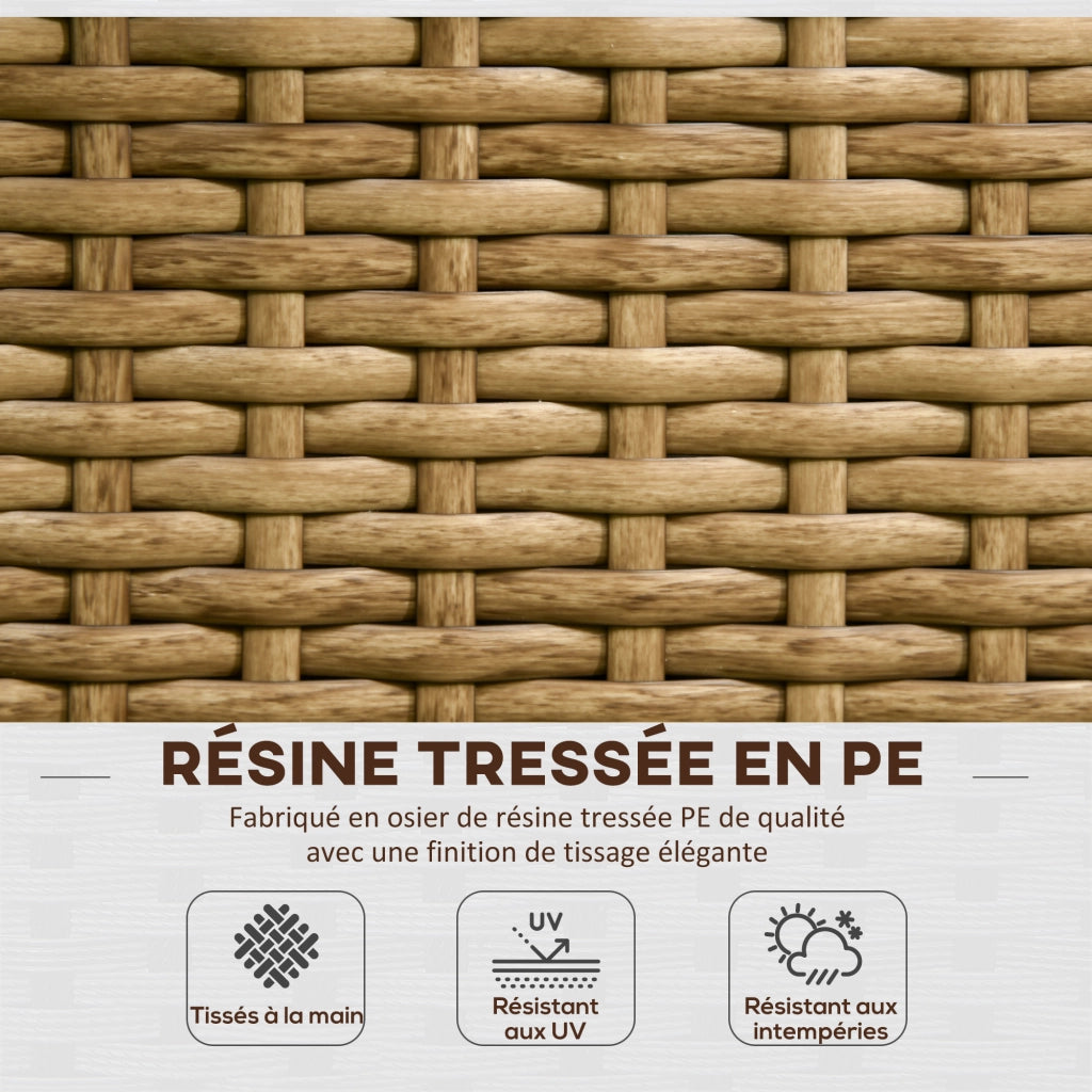 Supporto per piante con griglia e vassoio in resina intrecciata e acciaio ¨C zephmum ¨C 103x29x103 cm