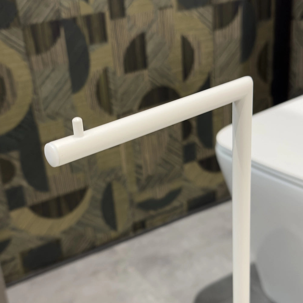 Piantana porta rotolo e scopino da appoggio in acciaio bianco opaco Style