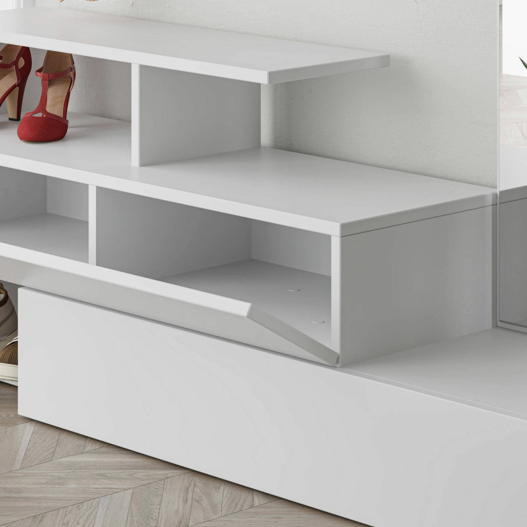 Ofel, Mobile da Ingresso Specchio Incluso, 137x35x55h cm Bianco