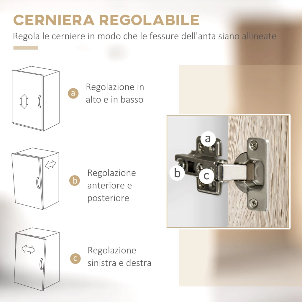 EasyComfort Mobile Buffet Dispensa Cucina, Ante Cassetti e Vani Aperti, 100L x 39P x 181.5Acm Bianco e Legno