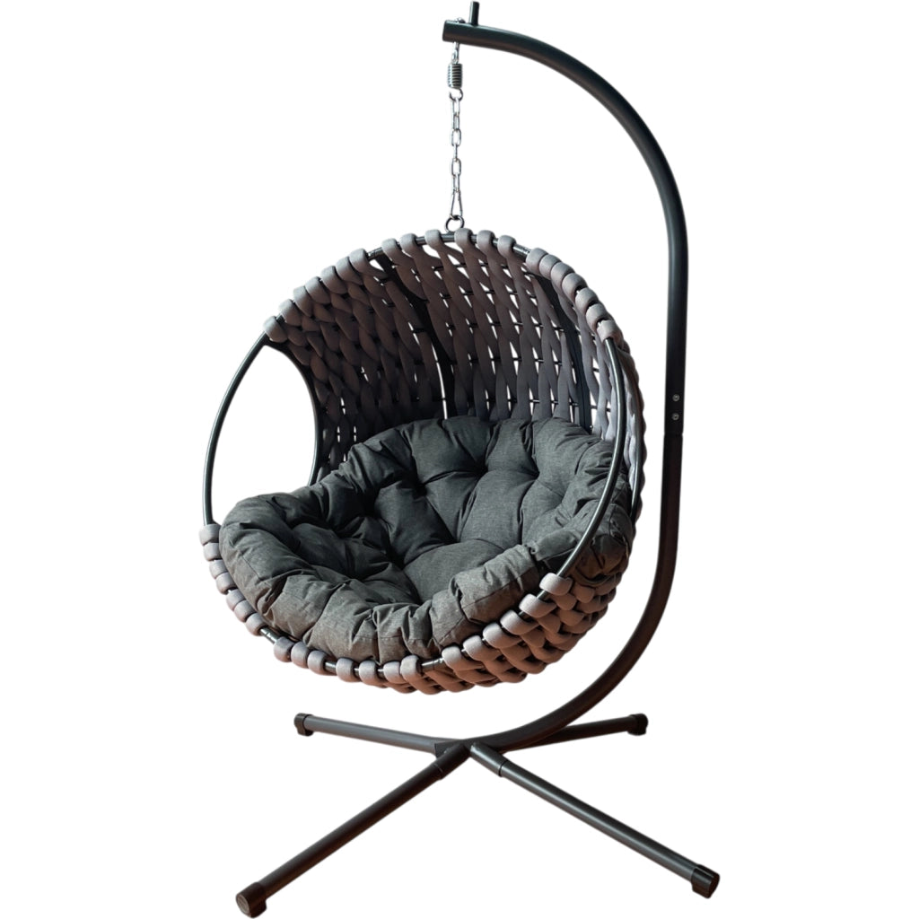 Poltrona Sospesa ITACA da Giardino con Cuscino Impermeabile, Struttura in Acciaio Zincato e Design Moderno Outdoor