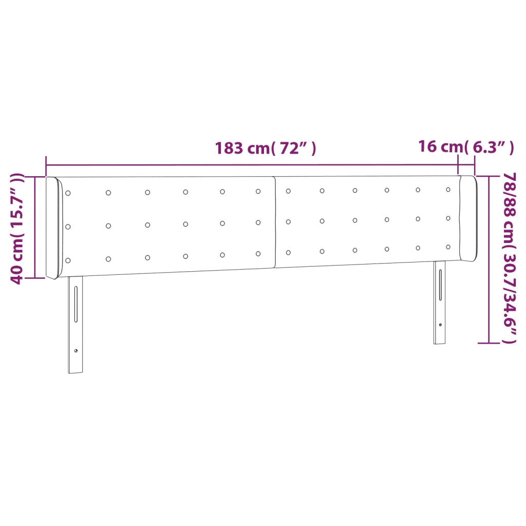 Testiera a LED-Testata con LED Crema 183x16x78/88 cm in Tessuto 888040