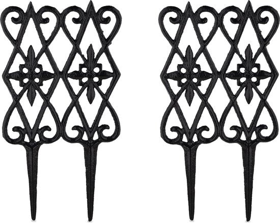 Recinzione a due sezioni - 36 x 175 cm - recinzione bassa - decorativa - cancellata - ferro battuto - nero
