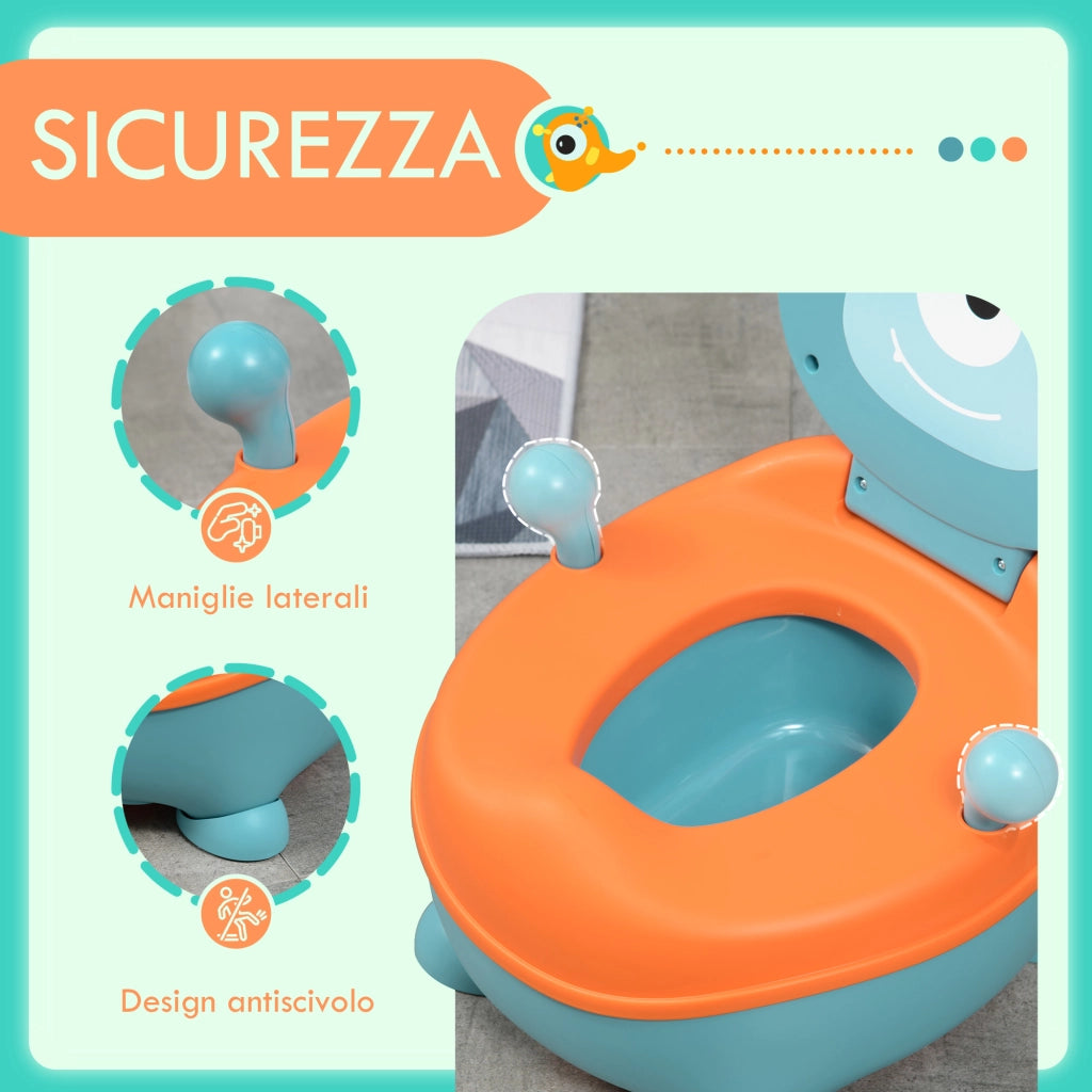 Vasino Ergonomico per Bambini 6+ Mesi con Schienale e Vaschetta Rimovibile Blu Arancione