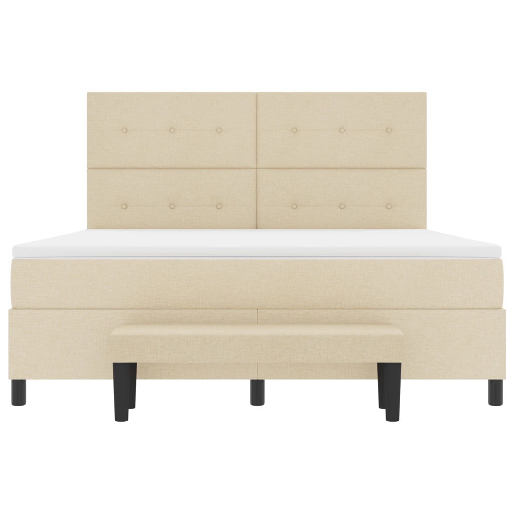 Letto con doga e materasso e panca crema 180x200 cm in tessuto