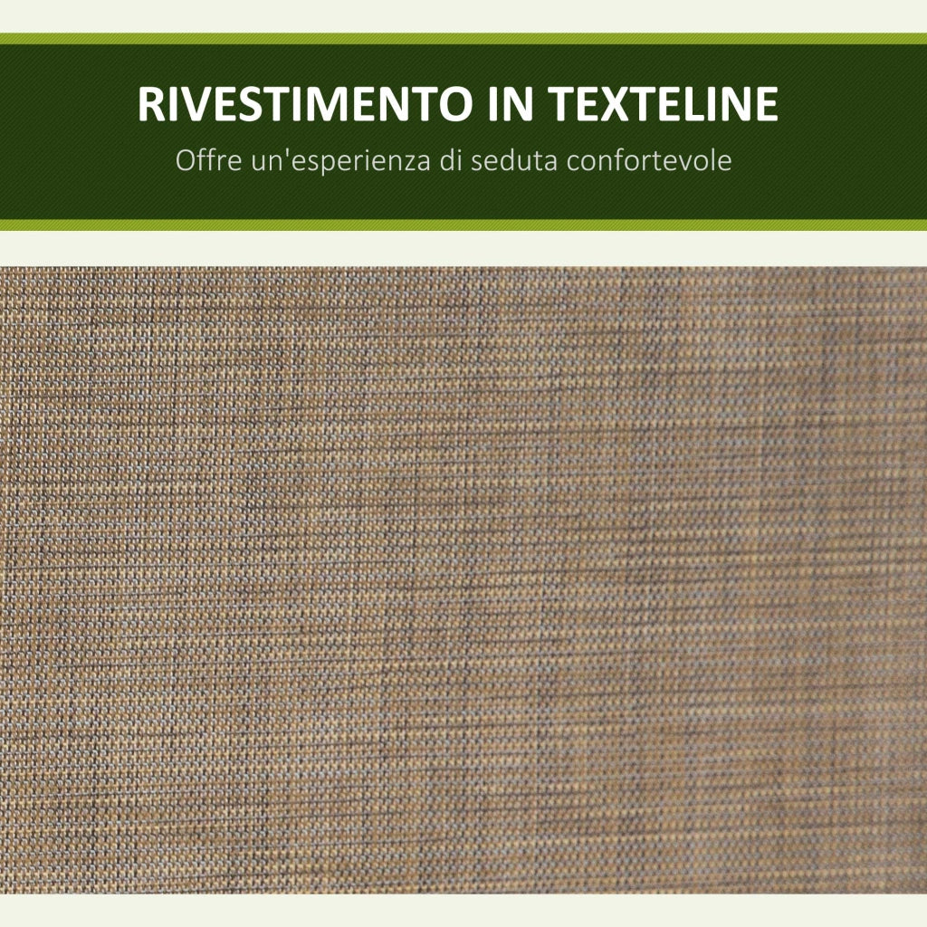 Dondolo da Giardino a 3 Posti con Tettuccio Regolabile e Tasche Portaoggetti Marrone 196x128x172cm