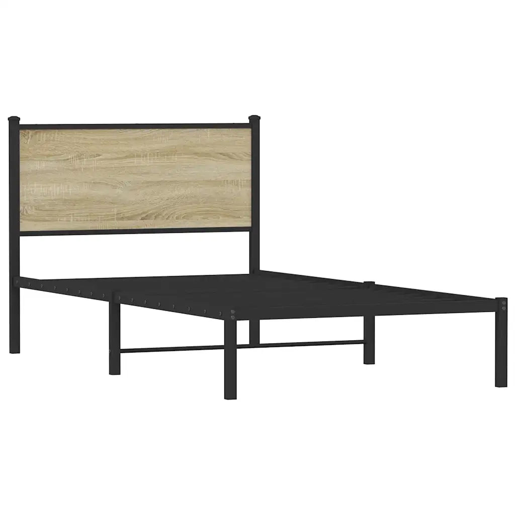 vidaXL Giroletto senza Materaso in Metallo Rovere Sonoma 100x190 cm