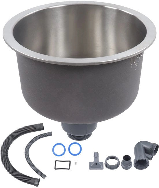Bacino Lavello in Acciaio Inossidabile - Unico Compartimento Sottofondo - 30cm di Diametro - Organizzatore per Gootstene - Superficie Idrorepellente Duratura - Eccellente Derivazione