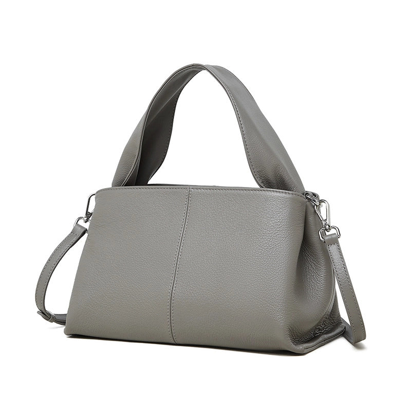 Borsa da donna in vera pelle grigia