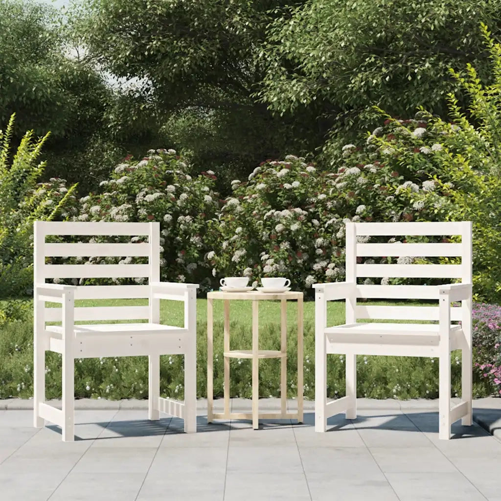 Sedie da Giardino 2 pz | Sedie da Esterno Bianche 60x48x91cm Legno Massello di Pino