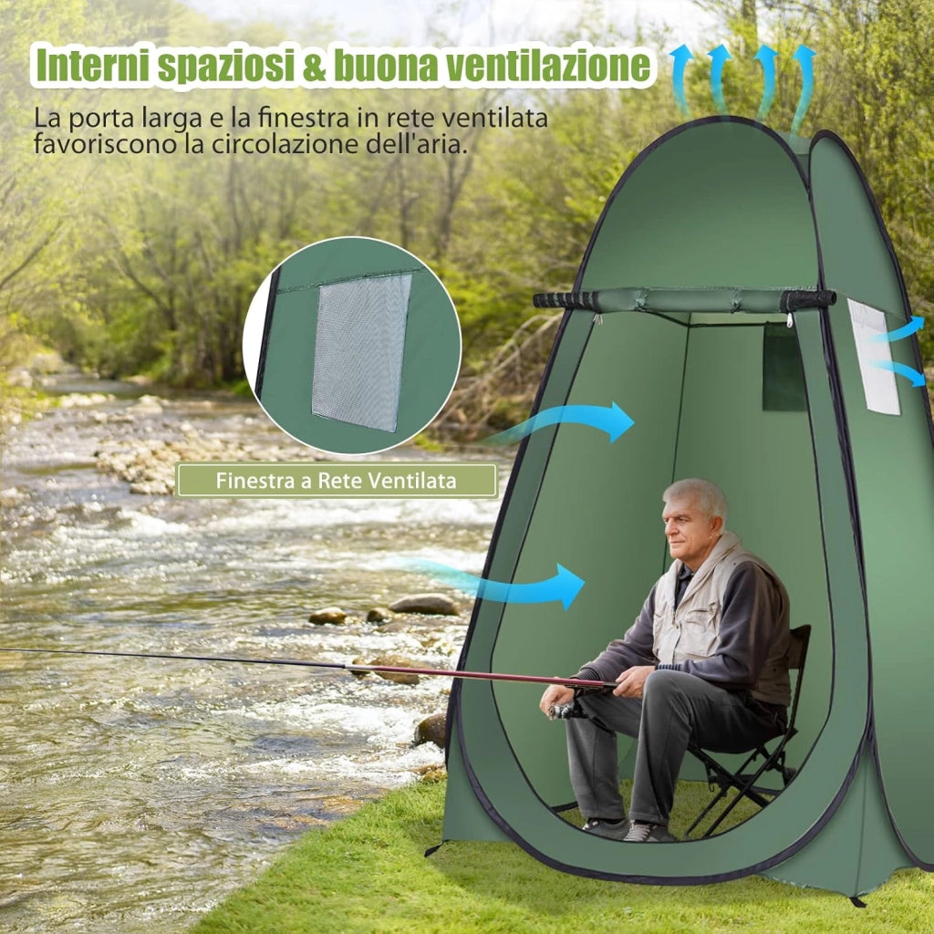 Tenda Cambiando Tenda da Doccia Esterno Tenda Pop-up per Campeggio Spiaggia, 120 x 120 x 190 cm（Verde)