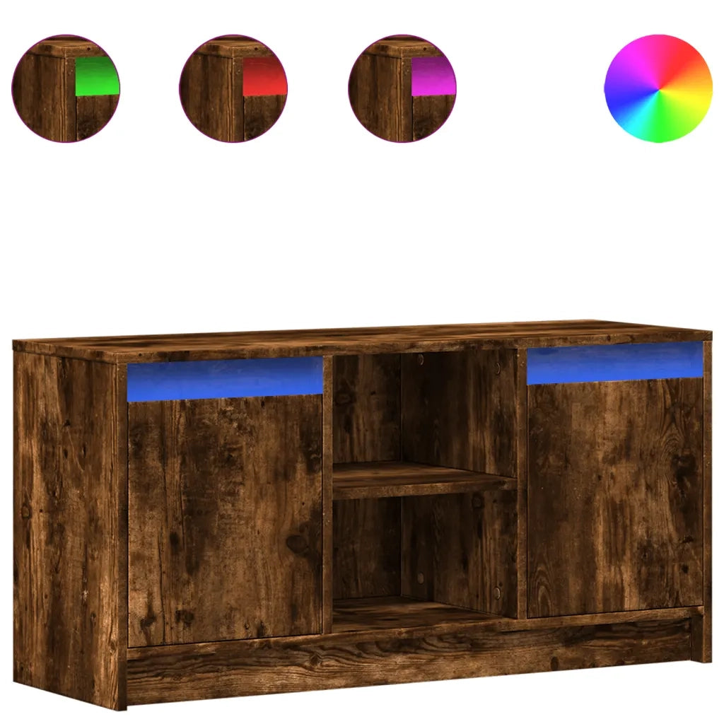 Mobile Porta TV con LED Rovere Fumo 100x34x50 cm in Truciolato 852191