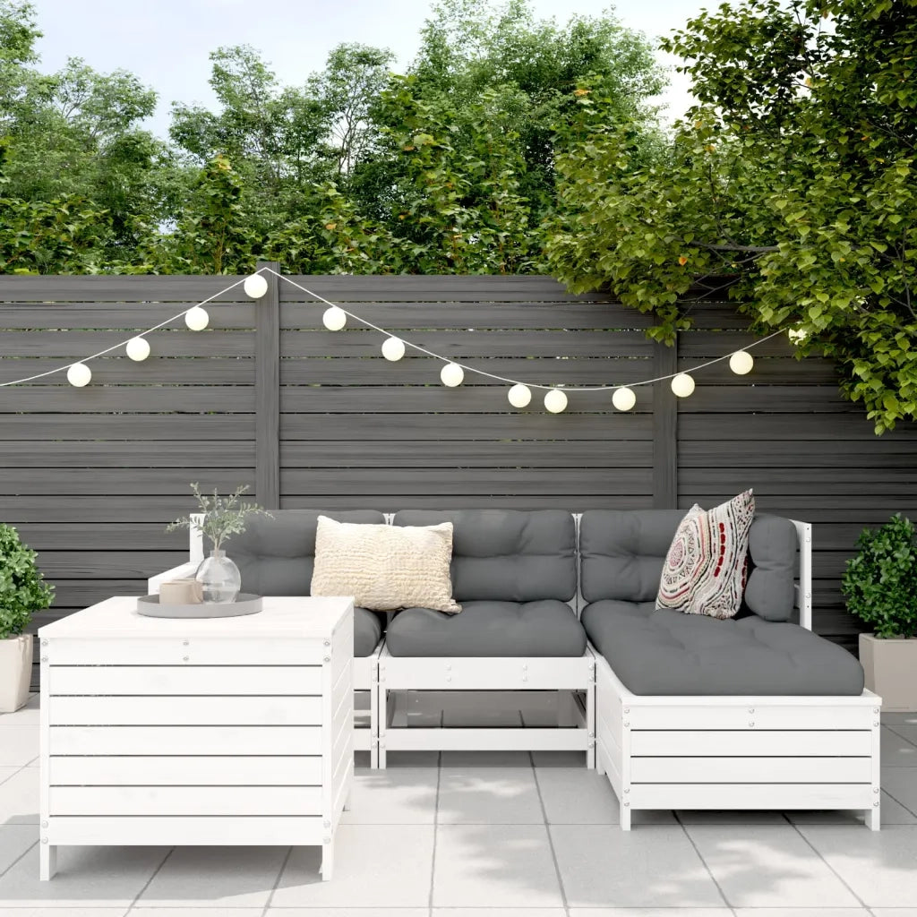Set Salotto da Giardino 5 pz Bianco in Legno Massello di Pinocod mxl 92798